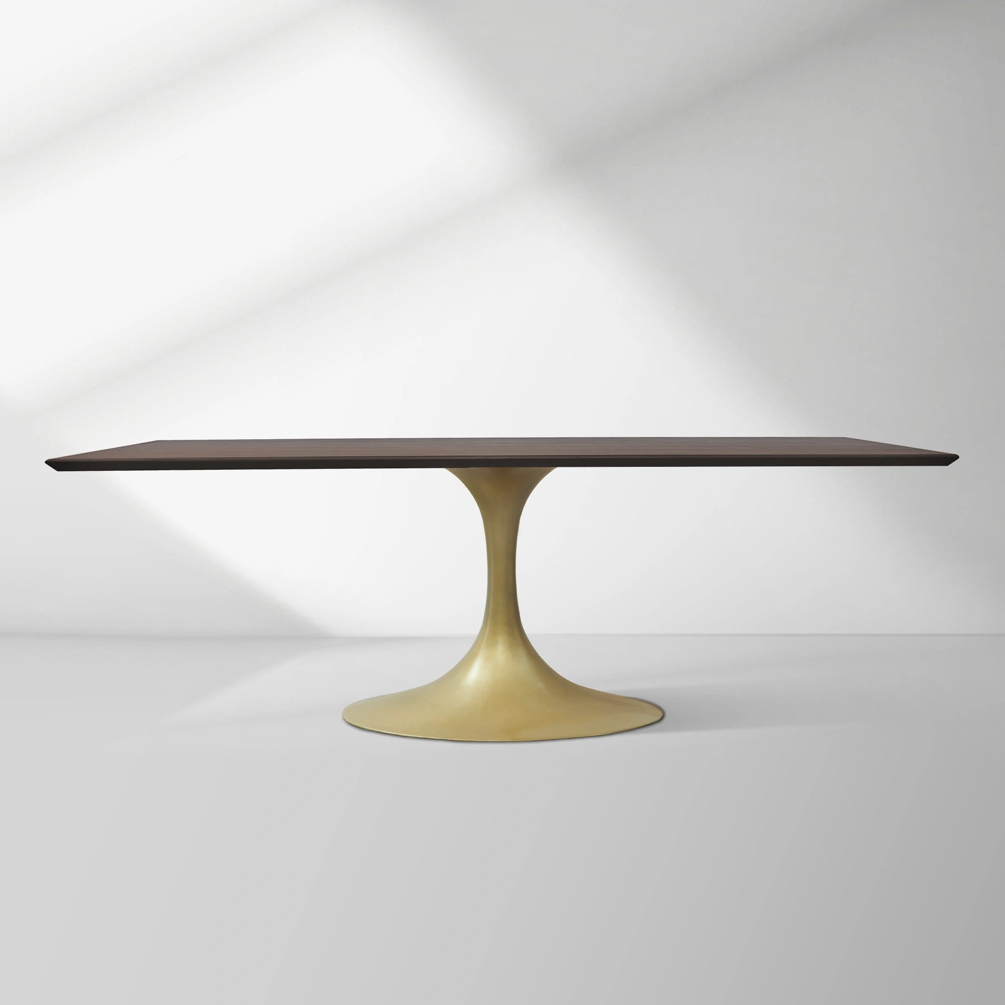 Aero Solid Wood Top Dining Table Tulip Rectangular Dining Table with Cast Steel Pedestal Base