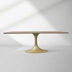 Aero Solid Wood Top Dining Table Tulip Rectangular Dining Table with Cast Steel Pedestal Base