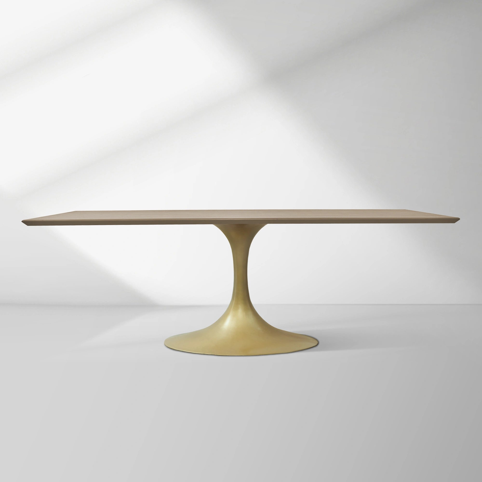 Aero Solid Wood Top Dining Table Tulip Rectangular Dining Table with Cast Steel Pedestal Base