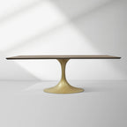 Aero Solid Wood Top Dining Table Tulip Rectangular Dining Table with Cast Steel Pedestal Base