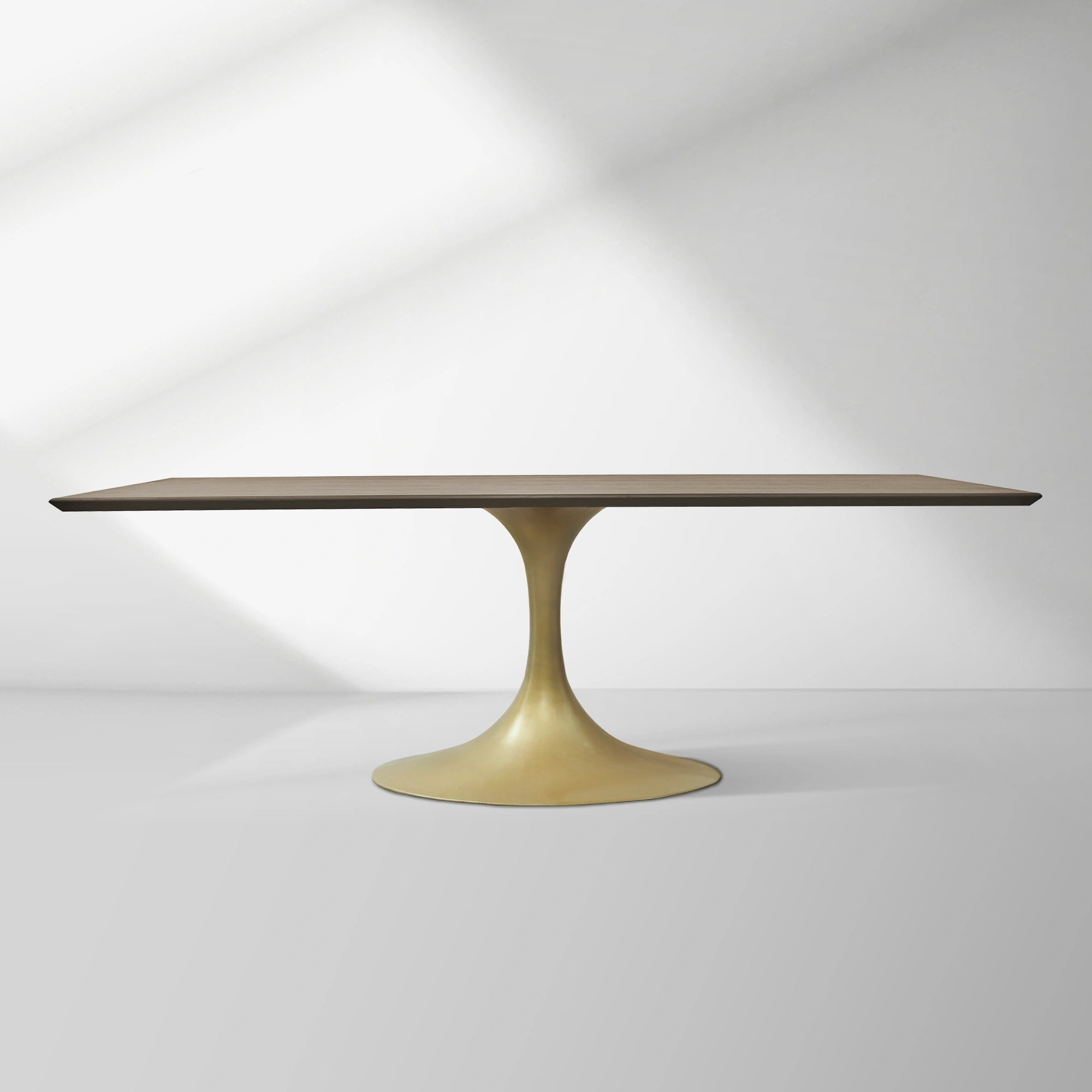 Aero Solid Wood Top Dining Table Tulip Rectangular Dining Table with Cast Steel Pedestal Base