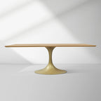 Aero Solid Wood Top Dining Table Tulip Rectangular Dining Table with Cast Steel Pedestal Base