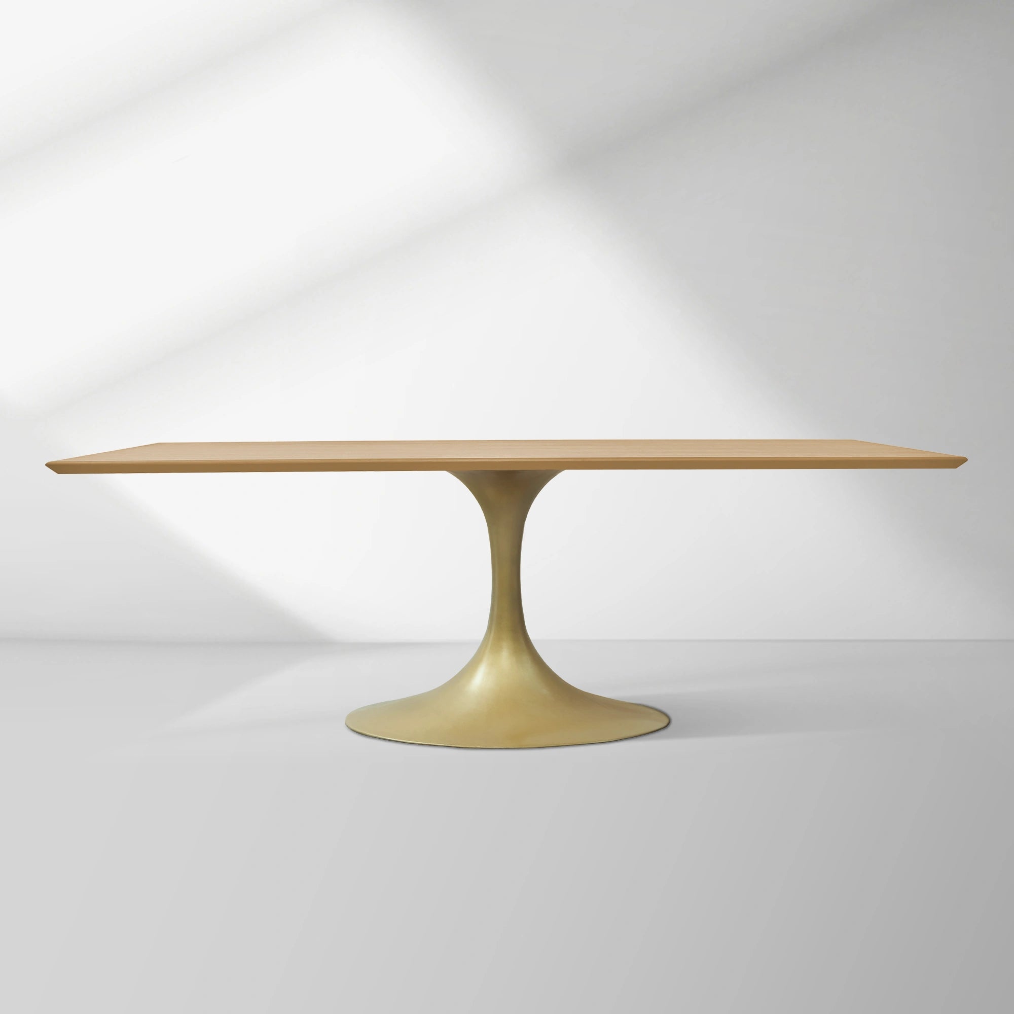 Aero Solid Wood Top Dining Table Tulip Rectangular Dining Table with Cast Steel Pedestal Base