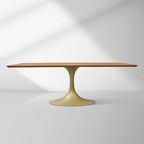 Aero Solid Wood Top Dining Table Tulip Rectangular Dining Table with Cast Steel Pedestal Base