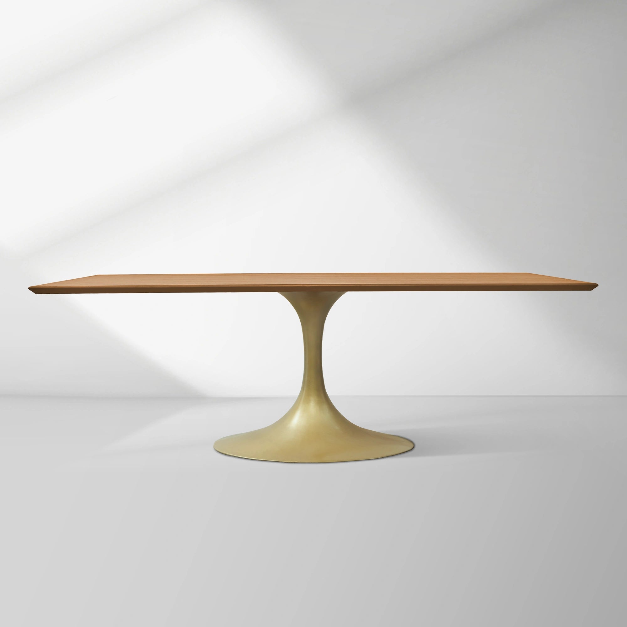 Aero Solid Wood Top Dining Table Tulip Rectangular Dining Table with Cast Steel Pedestal Base