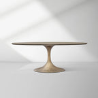 Aero Oval Solid Wood Dining Table Tulip Dining Table with Cast Steel Base