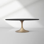 Aero Oval Solid Wood Dining Table Tulip Dining Table with Cast Steel Base