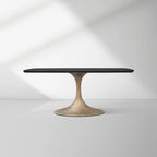 Aero Solid Oak Top Dining Table Tulip Rectangular Dining Table with Launette Base