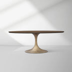 Aero Oval Solid Wood Dining Table Tulip Dining Table with Cast Steel Base