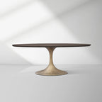 Aero Oval Solid Wood Dining Table Tulip Dining Table with Cast Steel Base