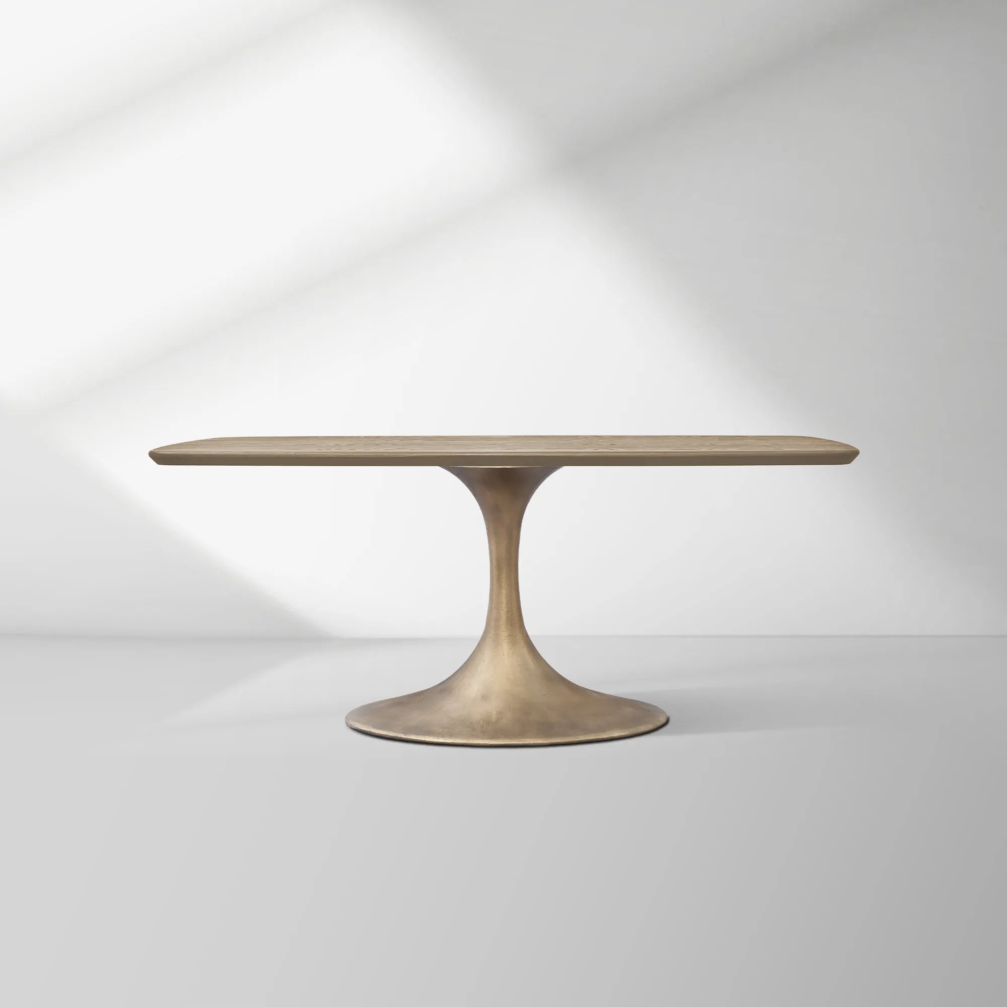 Aero Saint Germain Solid Oak Top Dining Table Tulip Rectangular Dining Table with Launette Base
