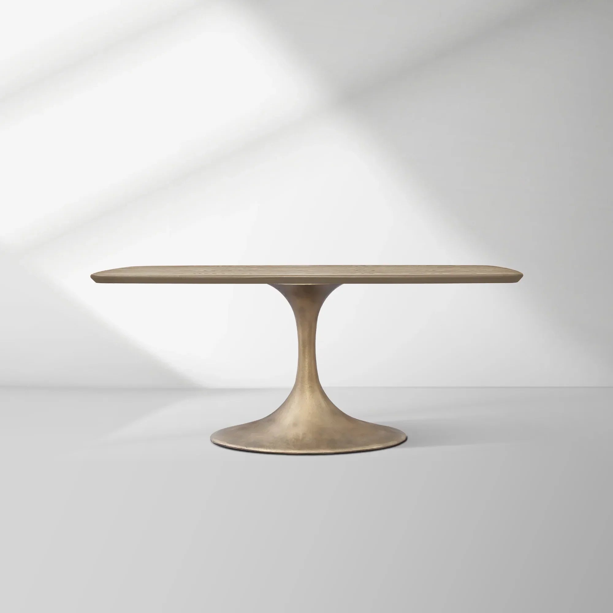 Aero Solid Oak Top Dining Table Tulip Rectangular Dining Table with Launette Base