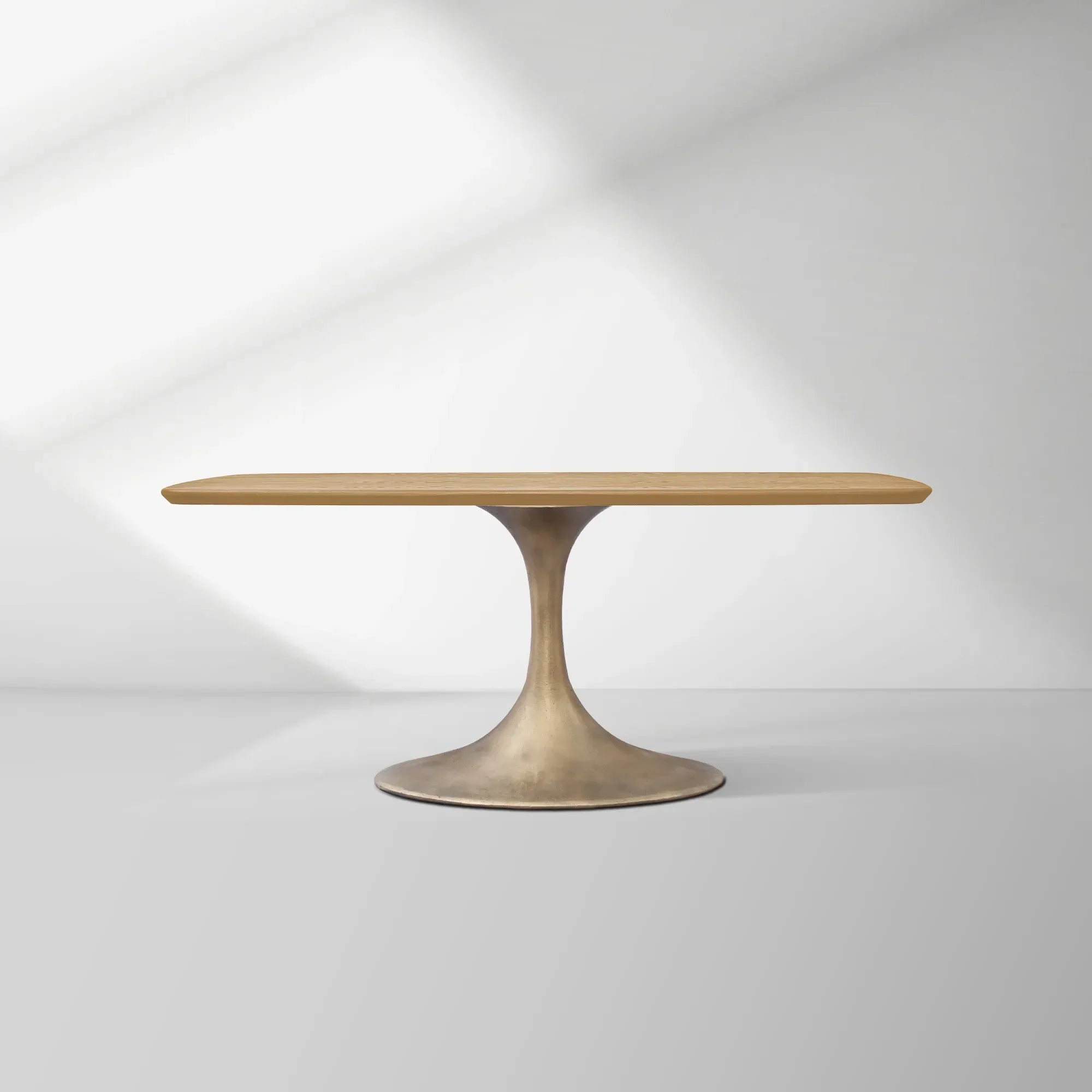 Aero Solid Oak Top Dining Table Tulip Rectangular Dining Table with Launette Base