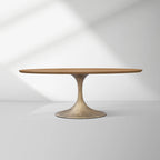 Aero Oval Solid Wood Dining Table Tulip Dining Table with Cast Steel Base