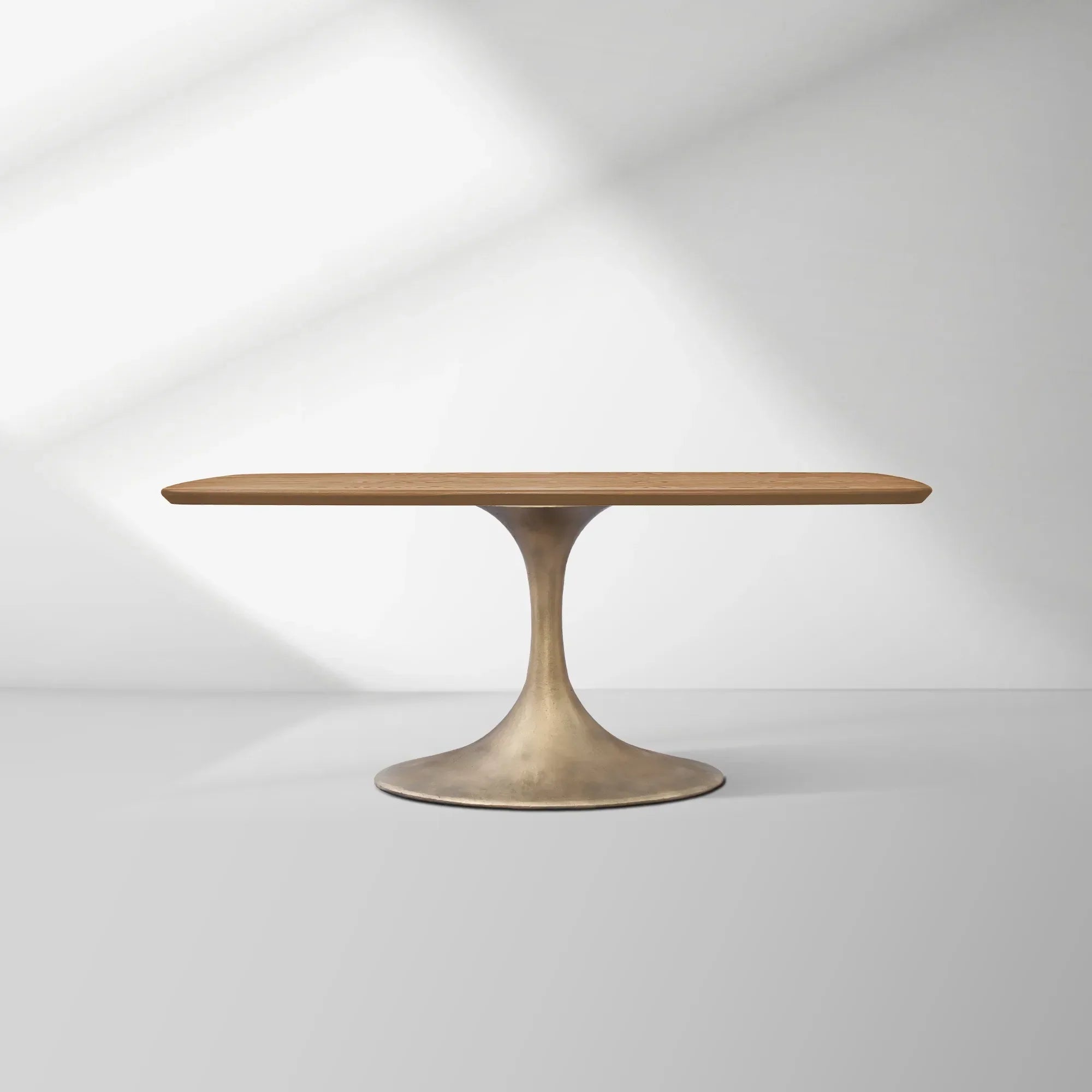 Aero Solid Oak Top Dining Table Tulip Rectangular Dining Table with Launette Base