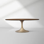 Aero Oval Solid Wood Dining Table Tulip Dining Table with Cast Steel Base