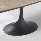 Aero Saint Germain Solid Oak Top Dining Table Tulip Rectangular Dining Table with Launette Base