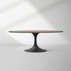 Aero Oval Solid Wood Dining Table Tulip Dining Table with Cast Steel Base