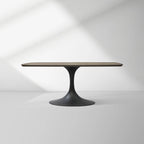 Aero Saint Germain Solid Oak Top Dining Table Tulip Rectangular Dining Table with Launette Base