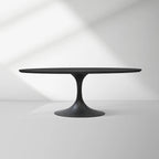 Aero Oval Solid Wood Dining Table Tulip Dining Table with Cast Steel Base