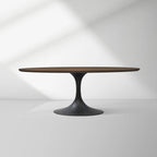 Aero Oval Solid Wood Dining Table Tulip Dining Table with Cast Steel Base