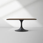 Aero Solid Oak Top Dining Table Tulip Rectangular Dining Table with Launette Base