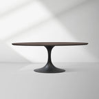 Aero Oval Solid Wood Dining Table Tulip Dining Table with Cast Steel Base