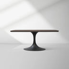 Aero Saint Germain Solid Oak Top Dining Table Tulip Rectangular Dining Table with Launette Base