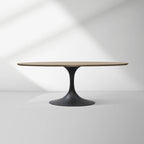 Aero Oval Solid Wood Dining Table Tulip Dining Table with Cast Steel Base
