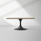 Aero Saint Germain Solid Oak Top Dining Table Tulip Rectangular Dining Table with Launette Base