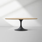 Aero Oval Solid Wood Dining Table Tulip Dining Table with Cast Steel Base