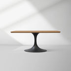 Aero Solid Oak Top Dining Table Tulip Rectangular Dining Table with Launette Base