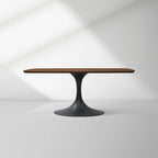 Aero Solid Oak Top Dining Table Tulip Rectangular Dining Table with Launette Base