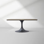 Aero Saint Germain Solid Oak Top Dining Table Tulip Rectangular Dining Table with Launette Base