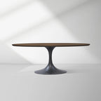 Aero Oval Solid Wood Dining Table Tulip Dining Table with Cast Steel Base