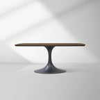 Aero Solid Oak Top Dining Table Tulip Rectangular Dining Table with Launette Base