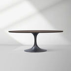 Aero Oval Solid Wood Dining Table Tulip Dining Table with Cast Steel Base