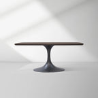 Aero Solid Oak Top Dining Table Tulip Rectangular Dining Table with Launette Base