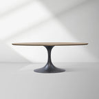 Aero Oval Solid Wood Dining Table Tulip Dining Table with Cast Steel Base