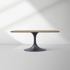 Aero Solid Oak Top Dining Table Tulip Rectangular Dining Table with Launette Base