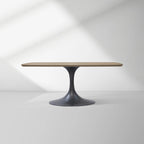 Aero Saint Germain Solid Oak Top Dining Table Tulip Rectangular Dining Table with Launette Base
