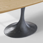 Aero Solid Oak Top Dining Table Tulip Rectangular Dining Table with Launette Base