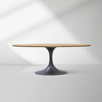 Aero Oval Solid Wood Dining Table Tulip Dining Table with Cast Steel Base