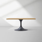 Aero Solid Oak Top Dining Table Tulip Rectangular Dining Table with Launette Base