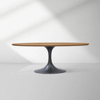 Aero Oval Solid Wood Dining Table Tulip Dining Table with Cast Steel Base