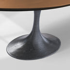 Aero Oval Solid Wood Dining Table Tulip Dining Table with Cast Steel Base