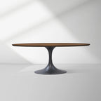 Aero Oval Solid Wood Dining Table Tulip Dining Table with Cast Steel Base