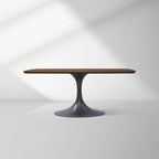 Aero Saint Germain Solid Oak Top Dining Table Tulip Rectangular Dining Table with Launette Base