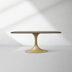Aero Saint Germain Solid Oak Top Dining Table Tulip Rectangular Dining Table with Launette Base