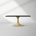 Aero Solid Oak Top Dining Table Tulip Rectangular Dining Table with Launette Base